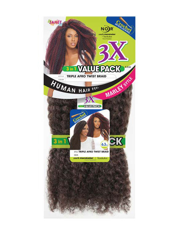 Janet Collection - Noir Triple Afro Twist Braid (3X Value Pack)