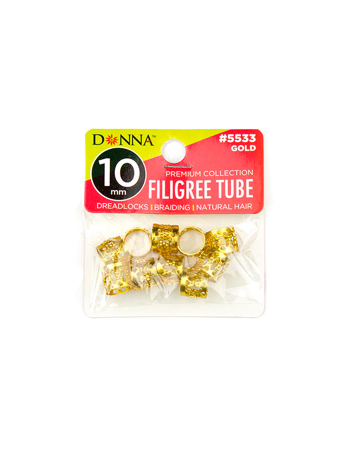Donna - Filigree Tube (10mm / 10 pcs) #GOLD