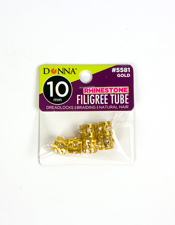 Donna - Filigree Tube with Rhinestone (10mm / 6 pcs)