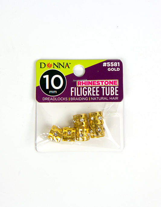 Donna - Filigree Tube with Rhinestone (10mm / 6 pcs)