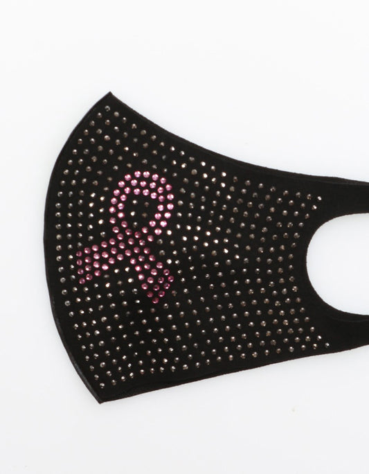 Vera - Pink Ribbon Rhinestone Face Mask
